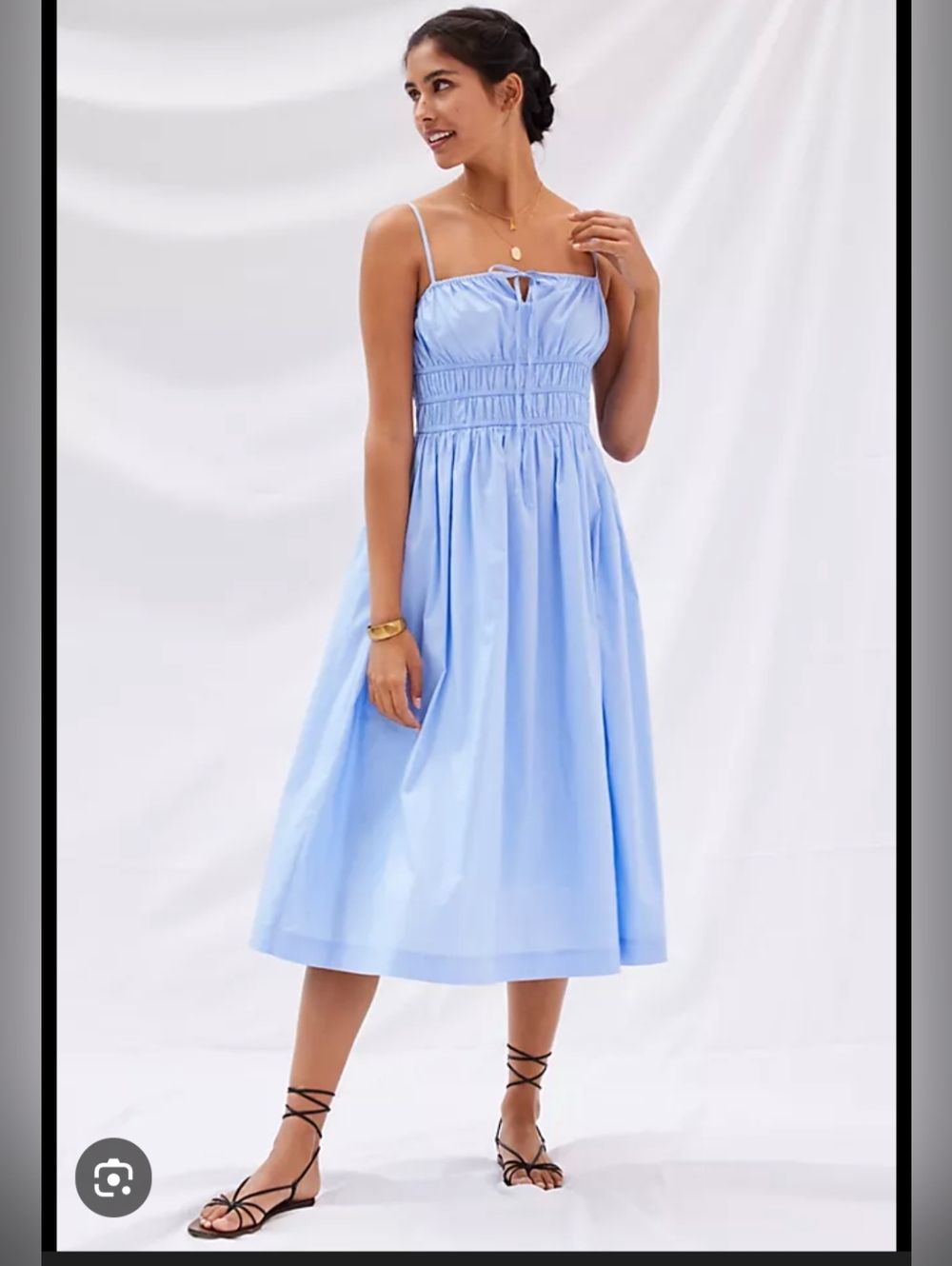 Sunday in Brooklyn Light Blue Smocked Midi Dress